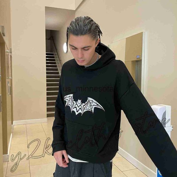 

men's hoodies sweatshirts y2k hoodie black harajuku hip hop bat graphic print oversized hoodie sweatshirt men women new rock retro goth
