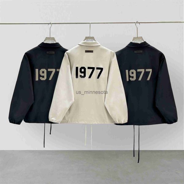 

men's hoodies sweatshirts fw23 new season 8 street fashion brand essentials jacket 1977 letter print hip hop loose oversize casual coat, Black