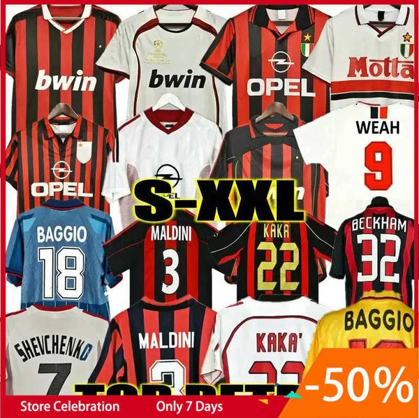 

kaka 90 91 retro soccer jerseys home shirts 96 97 gullit 02 03 04 maldini van football ronaldo ac 06 07 09 10 shevchenko milan, White;black