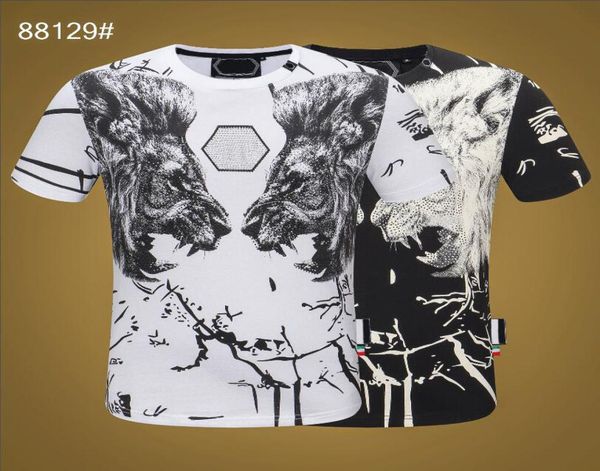 

pp men's t-shirt summer rhine short sleeve round neck shirt tee skulls print streetwear m-xxxl 881295308871, White;black