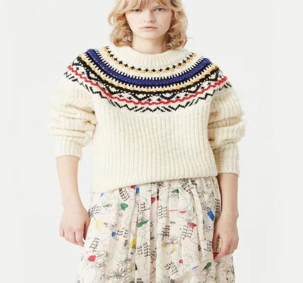 

women039s sweaters european fashion brand autumn and winter new products paris national style color jacquard pullover8985569, White;black