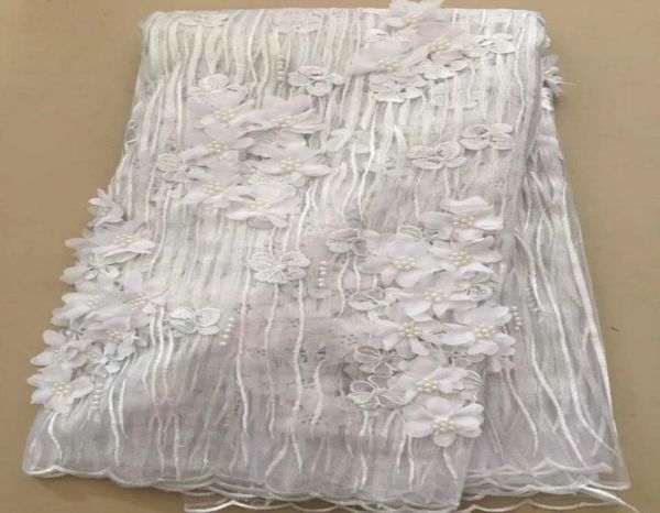 

5 yardspc beautiful white flower design african mesh lace match beads french net lace fabric for dress jy3016290967, Black;white