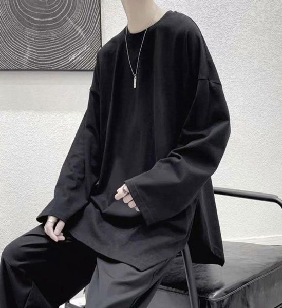 

men039s tshirts spring autumn thin plain simple base tshirt oversize loose style harajuku casual long sleeve clothes funny co4832103, White;black