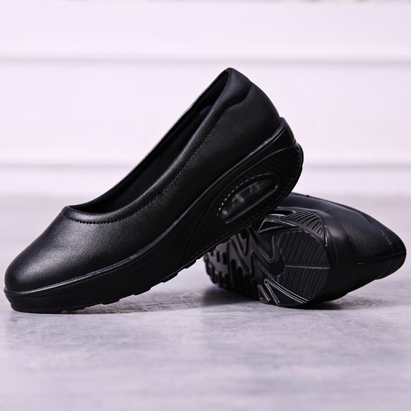 

dress shoe nurse flats shoes pu leather slip on moccains ladies round toe white loafers flat women sneakers autumn size 3542 230818, Black