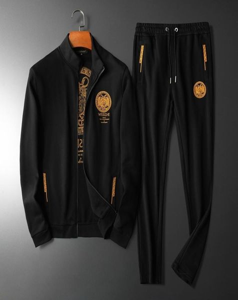

trend 2020 autumn new slim cotton knit sweater embroidery casual men039s pants casual sports men039s suit jogger mxxxl9852995, Gray