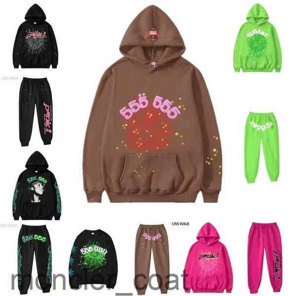 

designer hoodie sp5der young thug 555555 trapstar men women hoodie foam print spider web graphic pink sweatshirts y2k pullovers s-2xl, Black