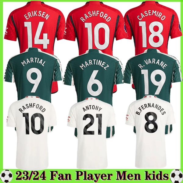 

23 24 mount sancho soccer jerseys antony martinez rashford casemiro 2023 2024 football shirt fans player mans utds martial b. fernandes men, Black;yellow