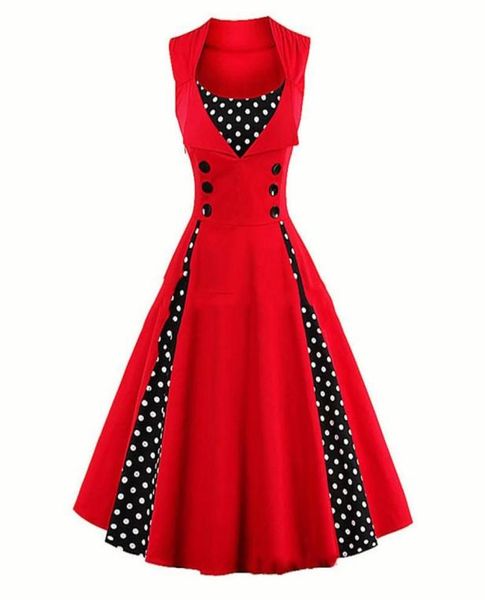 

s3xl women robe retro vintage dress 50s 60s rockabilly dot swing pin up summer party dresses elegant tunic vestidos casual9048505, Black;gray