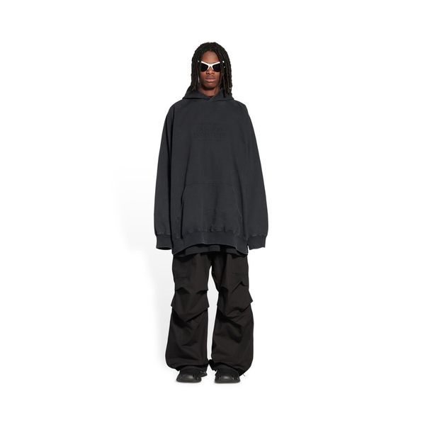 

blcg lencia autumn winter oversize hoodies men carbonized compact spinning fabric wardrobe essentials sweatshirts warm plus size brand cloth, Black