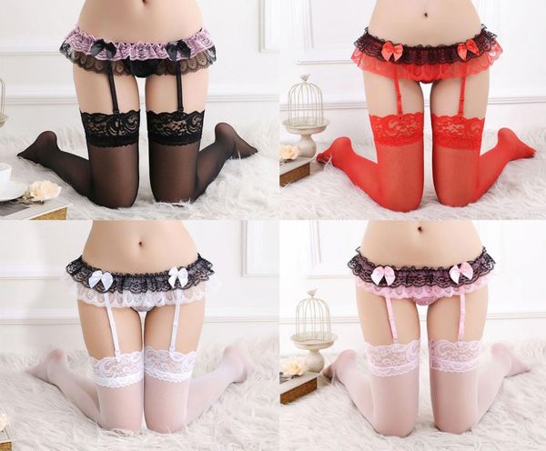 

fashionfeitong lace garter belt lingerie stocking gstring underwear5546361, Black;white