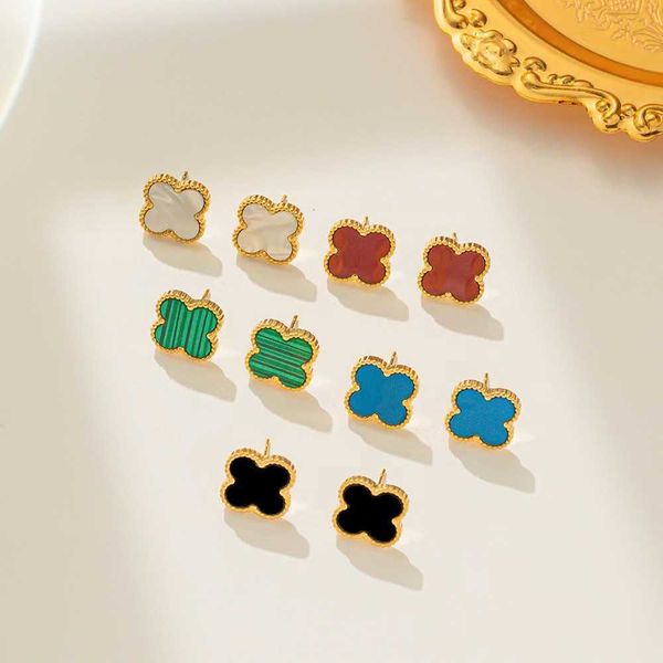 

designer jewelry 4/ four-leaf clover charm earrings back mother-of-pearl silver fashion 18k gold-plated agate for women and girls valentine&, Golden;silver