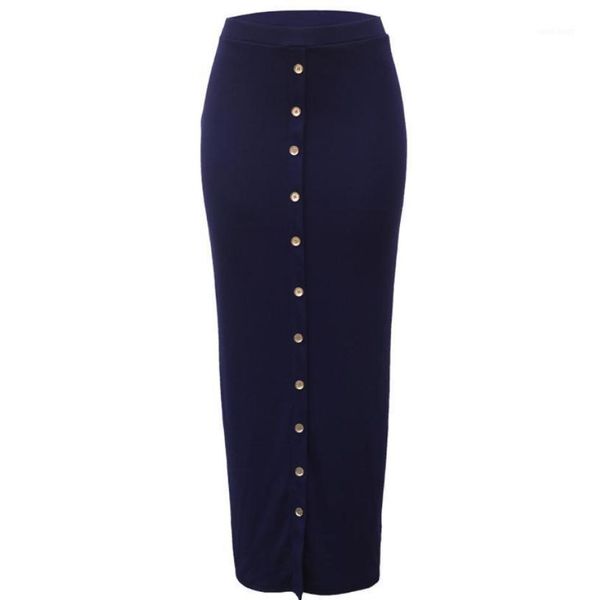 

skirts high waist women skirt straight long single button and calf casual winter under classic black jupe femme t31830138