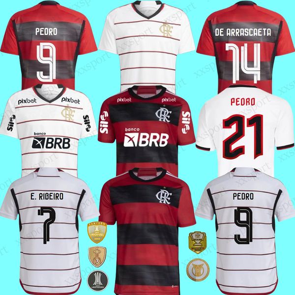 

23 24 flamengo soccer jerseys 2023 2024 vidal de arrascaeta gabi football shirts pedro b.henrique e.ribeiro camisa flamengo outubro rosa jer, Black;yellow
