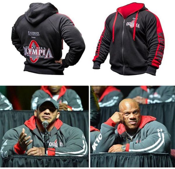 

olympia men gyms hoodies gym fitness bodybuilding sweatshirt zipper closure sportswear male workout hooded jacket clothing 2009238222294, Black