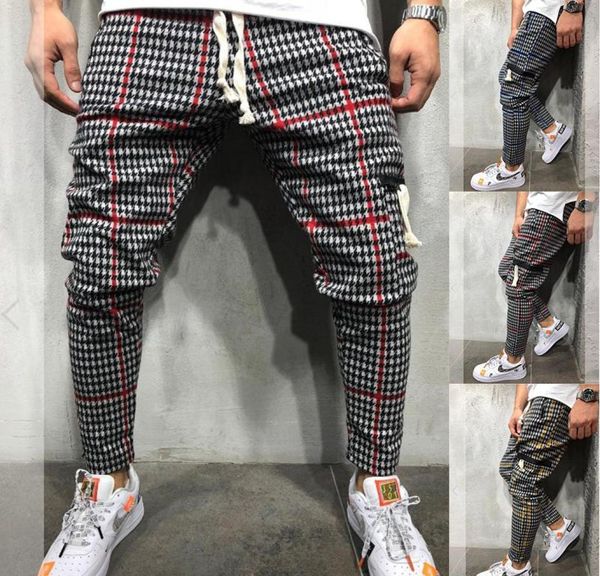 

mens pants fashion casual long plaid hip hop harem trousers streetwear stacked sweatpants men9705750, Black