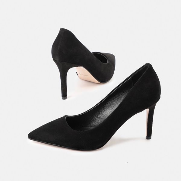 

dress shoe's shoes genuine leather ladies pumps fashion heels sell for party spring large size plus 42 230818, Black