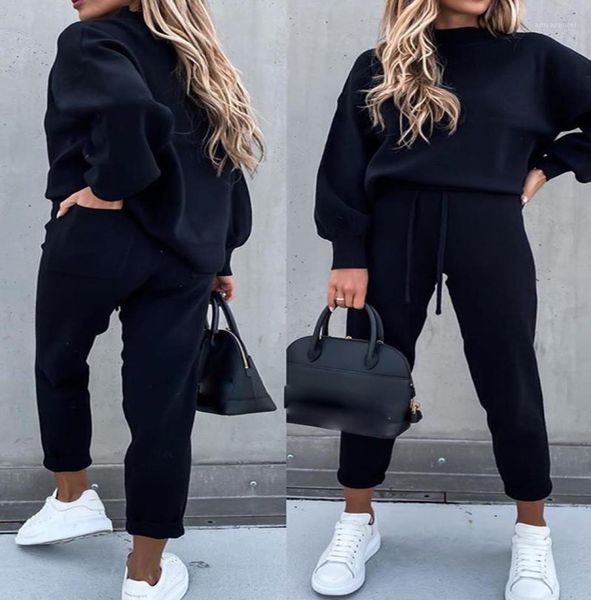 

women two piece set fashion spring autumn long sleeve and pant plus size loose solid color casual sport suits pregnant women8535795, Gray