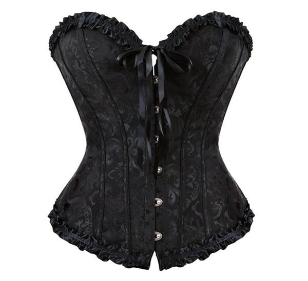

corset overbust bustiers corsets women plus size breathable push up print lace bandage vintage victorian bridal corselet 1757534, Black;white