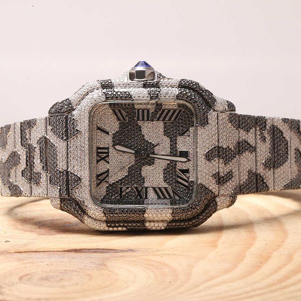 

gra certified customize vvs with hip hop diamond case skeleton couple stainls steel ladi s925 moissanite watch, Slivery;brown