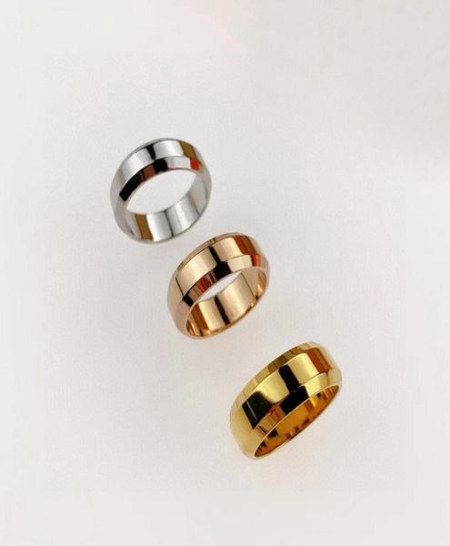 

europe america fashion style rings men lady women titanium steel engraved full v letter 18k gold plated bevel edge lovers ring 3 c7950697, Slivery;golden