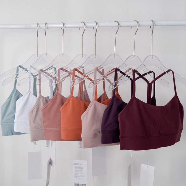 

lu yoga sports solid colour yoga sling bra y word beautiful back running sports underwear women shockproof gathering tight with bra pads