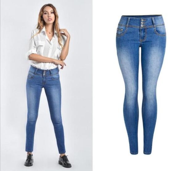 

new arrival plus size faded jeans for women stretchy push up denim skinny pant trousers female stretchy jeans pencil pants j28133785996, Blue