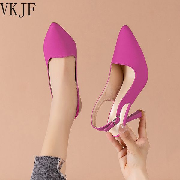 

sandals ladies european style fashion pumps 2023 summer design cow leather pointed toe stiletto high heels zapatos de mujer 230818, Black