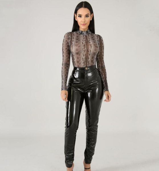 

streetwear reflective high waist pink leather pants summer women black trousers pantalon taille haute femme womens clothing 20201636377, Black;white