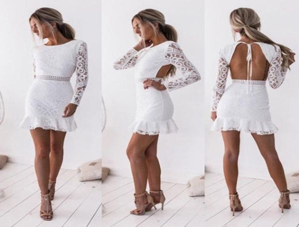 

2020 dresses woman backless hips slim long sleeve lace dress women solid lace bodycon slim mini dress casual party5878473, Black;gray