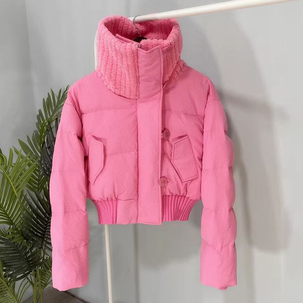 

lamb wool lapel short bread coat 2023 winter jacket sweet girl parkas long sleeve cotton padded coat fashion solid thick outwear703, Black;brown