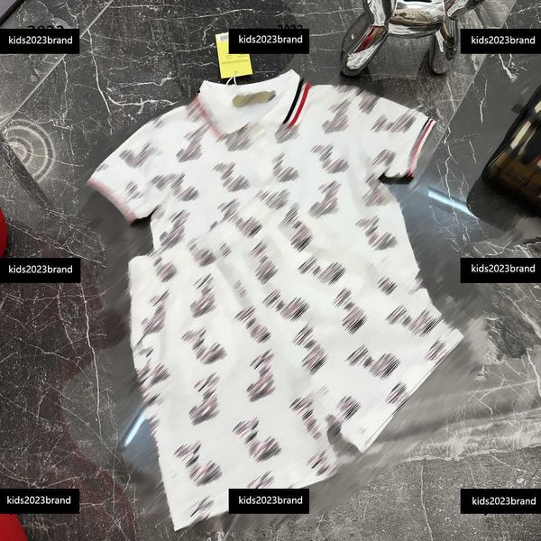 

tracksuits kids designer clothes child polo sets baby summer suits 2pcs polo neck t-shirt and animal printed shorts new arrival, White