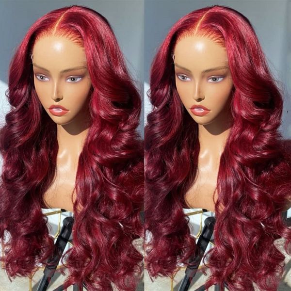 

burgundy 99j 13x4 body wave lace front human hair wig brazilian red colored remy wigs for women hd transparent lace frontal wig, Black;brown