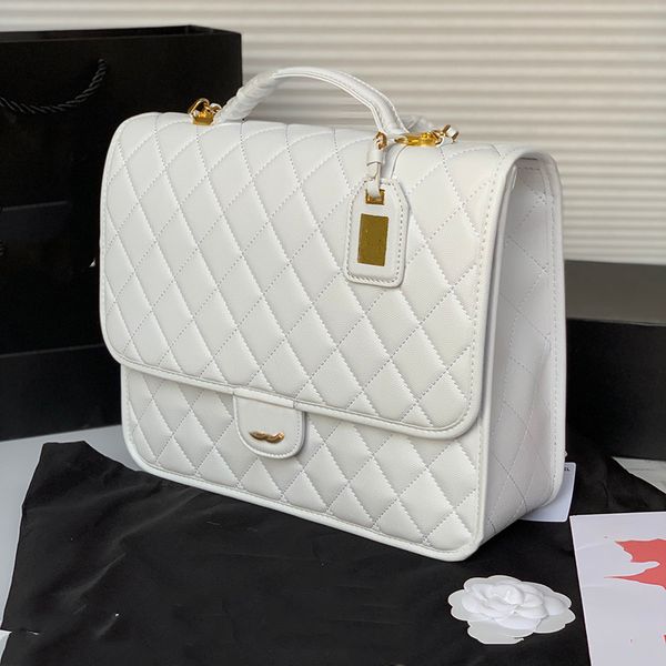 

22k designer women backpack leather clamshell diamond gold hardware metal buckle luxury handbag shoulder bag computer bag folder sacoche com