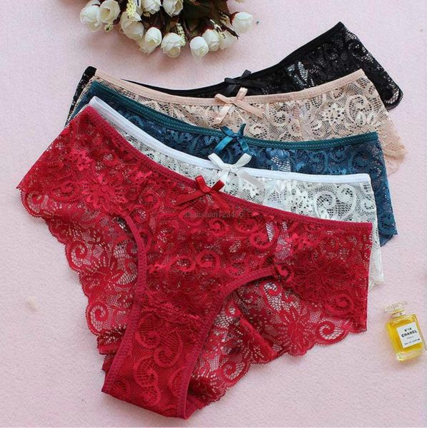 

low waist lingerie women lace underwear floral bow knot transparent panties briefs women clothes will and sandy drop ship5619734, Black;pink