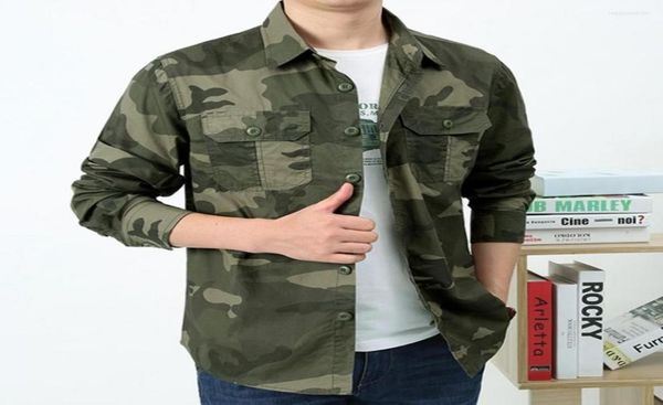 

men039s casual shirts m5xl men cotton cargo shirt camouflage print long sleeves loose singlebreasted cardigan plus size autum7259550, White;black