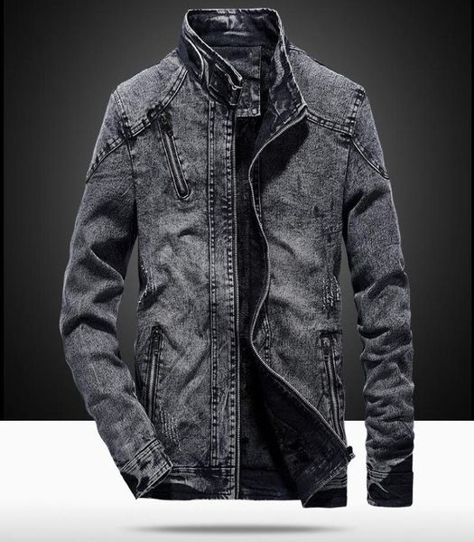 

men039s jackets cotton denim jacket men stand collar zipper slim fit vintage hip hop streetwear coat korean style casaco mascul7713233, Black;brown