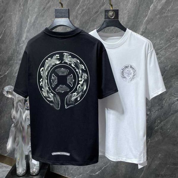 

luxury men's classics t shirt brand ch t-shirts designers men women tees fashion horseshoe sanskrit cross print cotton t-shirt casual, White;black