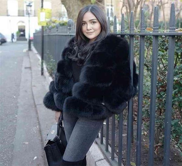 

women warm real fur coat short winter fur jacket outerwear natural blue fur coats for women promotion 2109027101926, Black