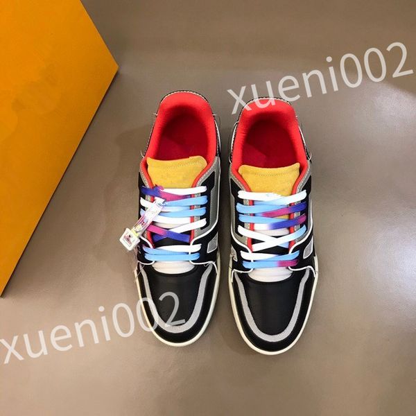 

luxury designer casual shoes genuine leather classic plaid sneakers stripe shoes fashion sneakerscolor stripe sneakers size39-44 rd1012, Black
