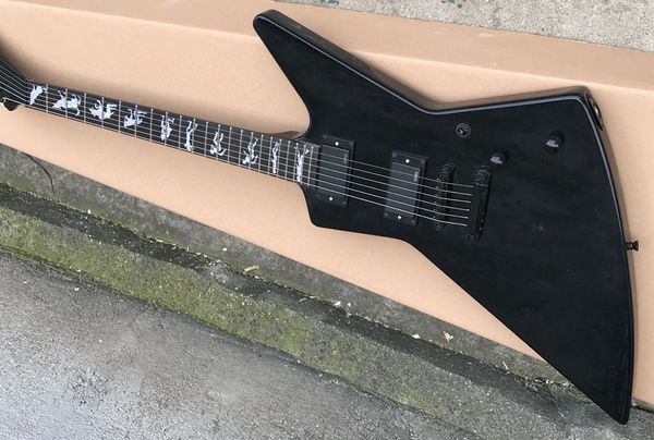 

man to wolf inlay gloss black electric guitar active china emg pickups 9v battery box black hardware