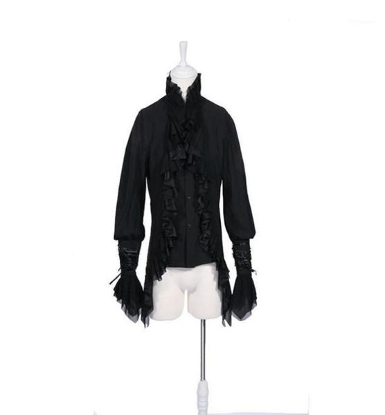 

men long sleeve shirt gothic man blouse autumn party mens shirt black white men shirts fashion12517513, White;black