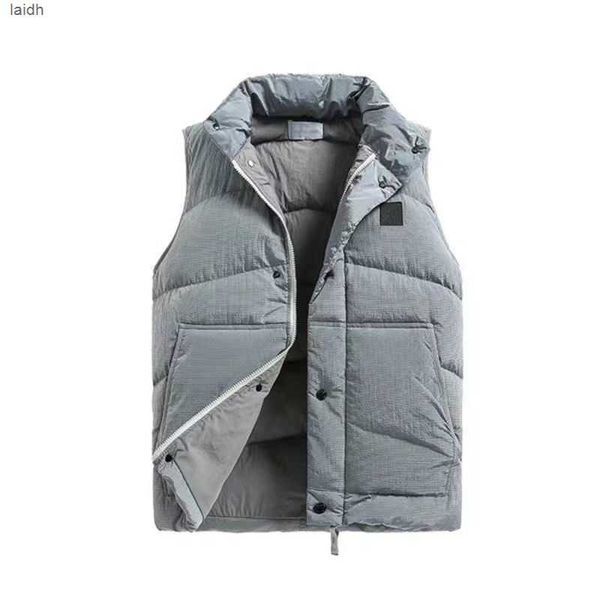 

brand mens vests autumn and winter tooling function simple metal nylon down vest stone fashion coats 3e82, Black
