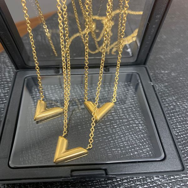 

designer v-shape pendant gold necklace multiple specifications multiple styles gold rose gold silver crystal diamond necklace mini small