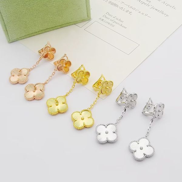 

designer earrings luxury earrings designer jewelry set luxury jewelry earring clover earring for woman womens fashion christmas gift goldpla, Golden;silver
