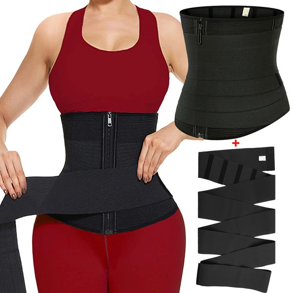 

waist tummy shaper zipper waist trainer trimmer corset women slimming sheath flat belly snatch me up bandage wrap fitness girdle detachable