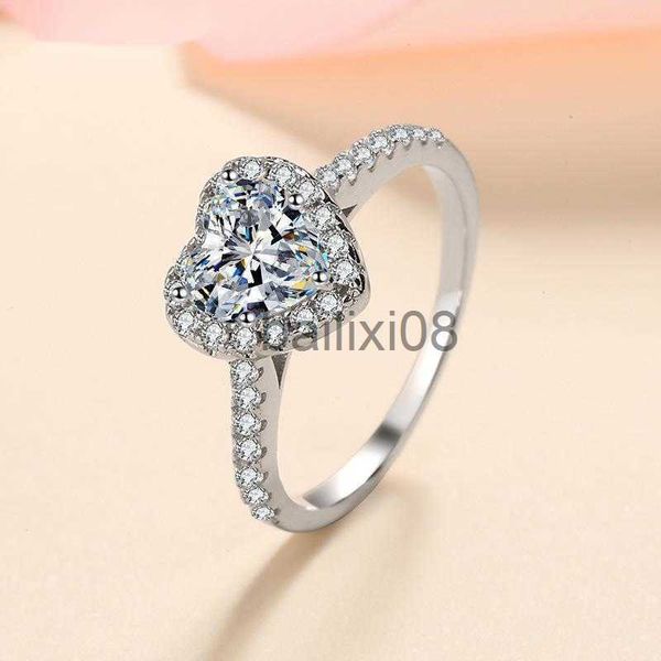 

band rings heart shaped one s925 silver ring for women's simulation micro set irregular mosang diamond ring for women j230819