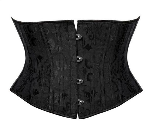 

short torso 24 steel boned corset waist trainer body shaper brocade jaquard underbust corset women slimming belt black white xs3x2684405