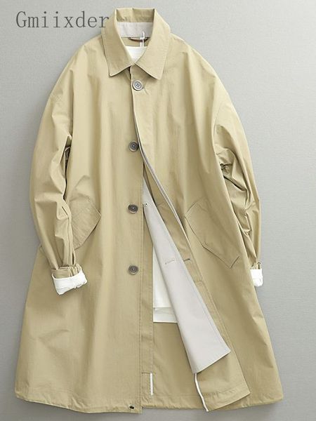 

men's jackets gmiixder spring autumn windbreaker for men japan double collar twill waterproof coat elegant single breasted trench 23081, Black;brown