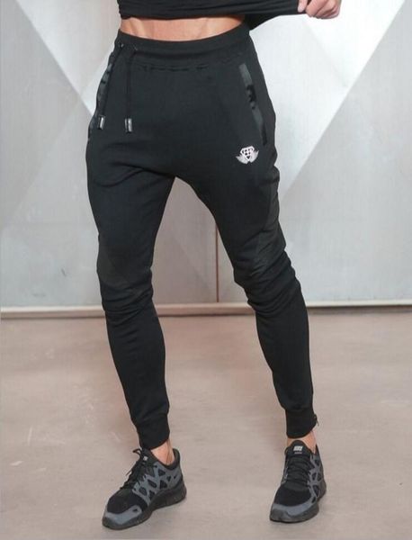 

whole2016 new gold medal fitness pants stretch cotton men039s fitness pants pants body engineers jogger fitness3268153, Black