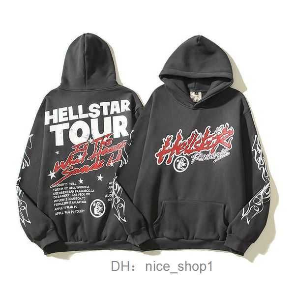 

hellstar designer pullover for men and women street hip hop long sleeve pants set retro alphabet print high hell star grey blue hoodies 2 wl, Black